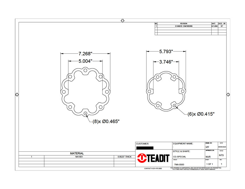 Examples of schematic drawings. These drawings are then used to create the physical gasket