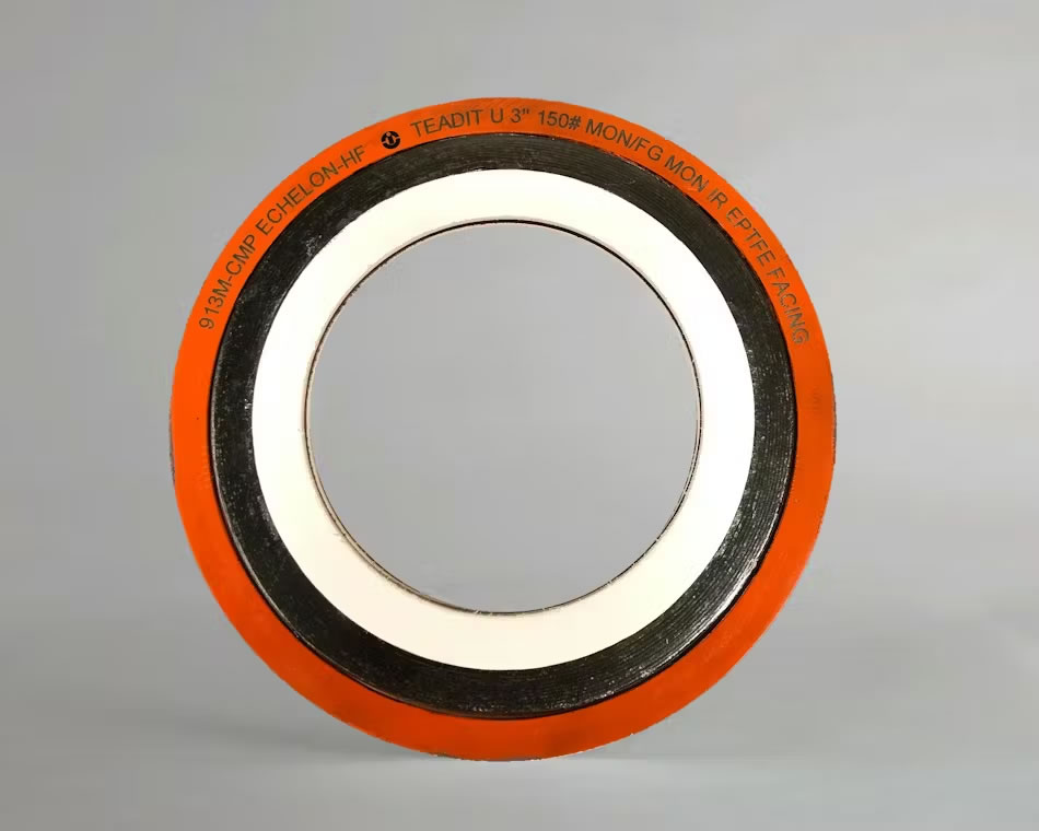 Engineered solutions, like this example of an Echelon gasket for use in HF service, take advantage of the strengths of different materials and sealing technologies.